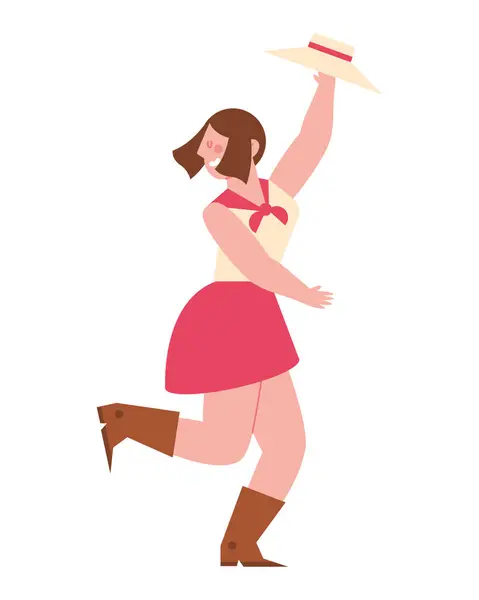 孤立したデザインを踊るロデオ女性 ストックイラスト