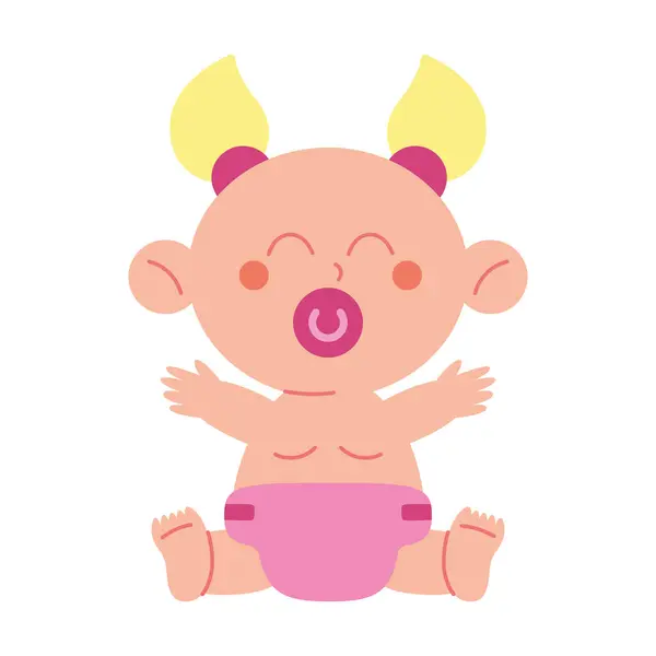 Baby Sprcha Dívka Charakter Izolovaný Design Stock Ilustrace