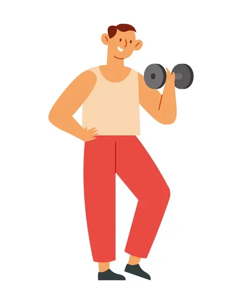 Gym Practicing Guy Isolated Illustration Vector de stoc