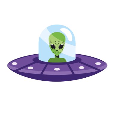 UFO izole tasarımı içinde bir uzaylı