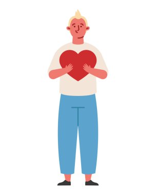 Genç adam büyük bir hayırsever kalbi kucaklıyor.