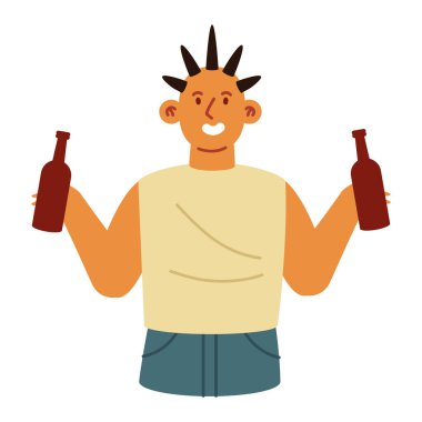 Bira şişeli hippi adam, iç şunu.