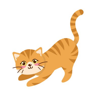 Sevimli çizgili kedi hayvan çizgi filmi