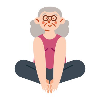 Yoga karantinasında zen pozisyonu alan son sınıf öğrencisi kadın.