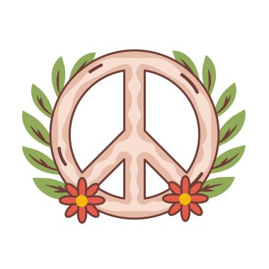 Çiçek barış sembolü ve yapraklar