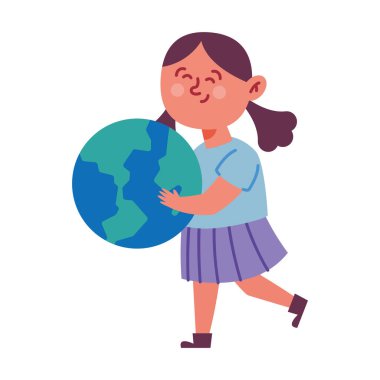 Genç kadın yeşil gezegeni kucaklıyor dünyadan soyutlanmış.