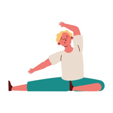 Uzatma egzersizi yapan adam izole edilmiş.