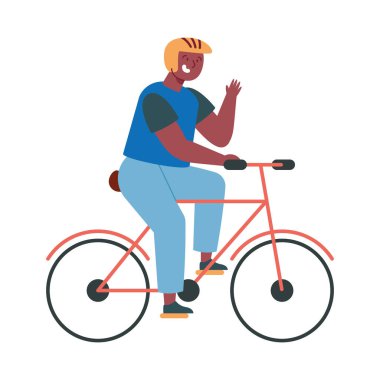 Çevre dostu elektrikli bisiklete binen adam izole edilmiş.