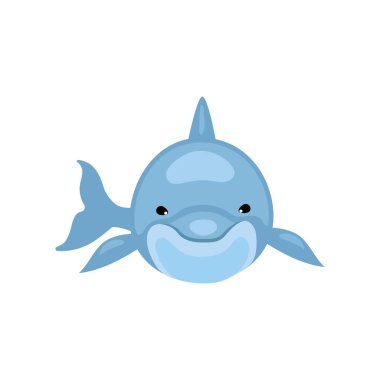 Şirin yunus manzaralı okyanus hayvanı izole edilmiş.