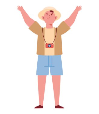 Genç turist fotoğraf makinesi izole edildi.