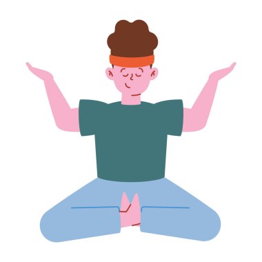 Rahat erkek karakter yoga meditasyonu izole