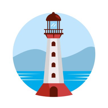Deniz feneri deniz manzarası rehberi izole edildi