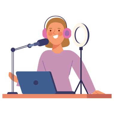 Kulaklık takmış bir kadın.