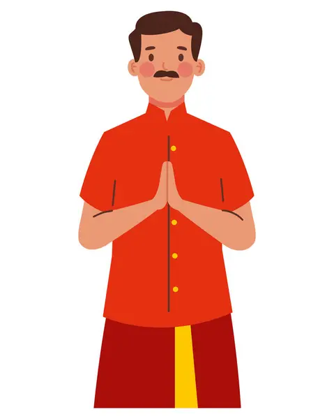 stock vector hindu man making namaste greeting isolated