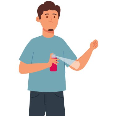 İnsanlar sivrisinek savar püskürtüyor.