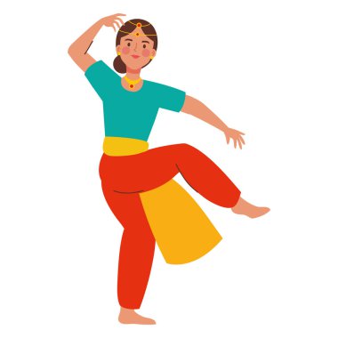 Bharatanatyam dansı yapan Hintli kadın izole edilmiş.