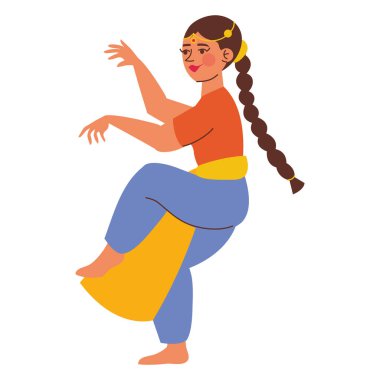 Hintli bayan dansçı ve bharatanatyam izole