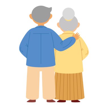 old man and woman hugging together isolated clipart