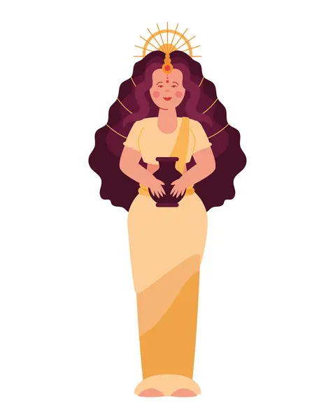 Stock vector goddess durga with clay vase isolated