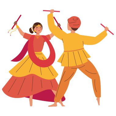 Geleneksel Hindu kostümlü dansçılar