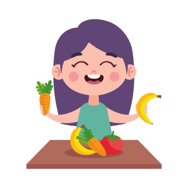 Vejetaryen yemeği yiyen genç bir kız.