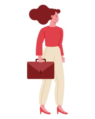 Bavullu girişimci kadın izole edilmiş.