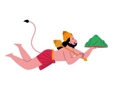 hanuman lifting up dronagiri mountain isolated clipart