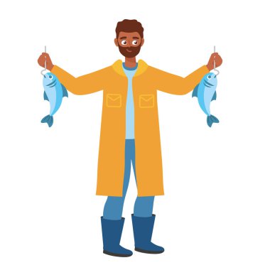 İzole edilmiş yağmurlukla yetişkin balıkçılık