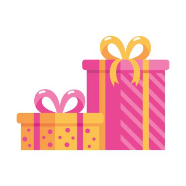 Doğum günü partisi için hediye kutuları izole.