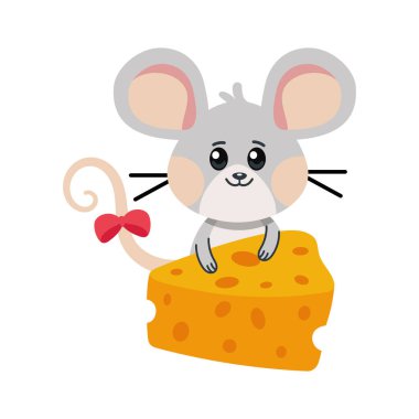 Şirin fare büyük bir dilim peyniri soyutlamış.