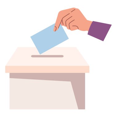 Vatandaşın elleri izole edilmiş oy sandığı