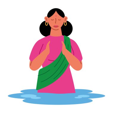 hindi woman chhath puja isolated clipart