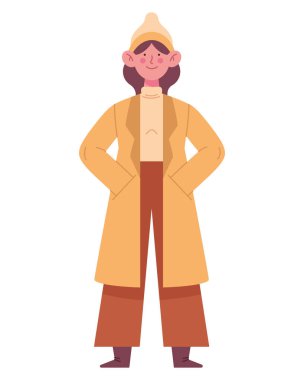 Kışlık kıyafetler giyen kadın.