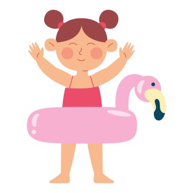 Mutlu kız yalnız başına yaz kıyafetleri giyiyor.