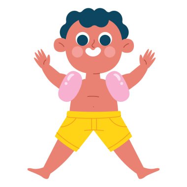 Yazlık giysiler giyen çocuk.