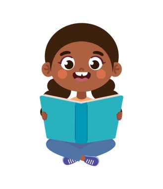 küçük kız izole kitap okuma