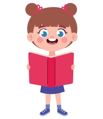 sevimli küçük kız izole kitap okuma