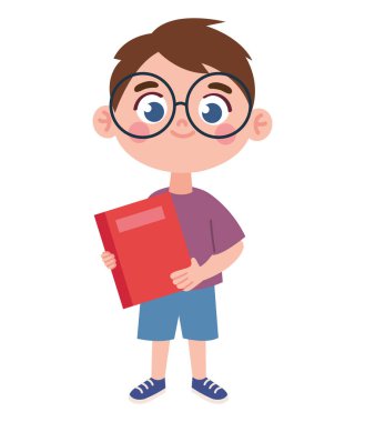Yalnız başına kitap okuyan sevimli çocuk.