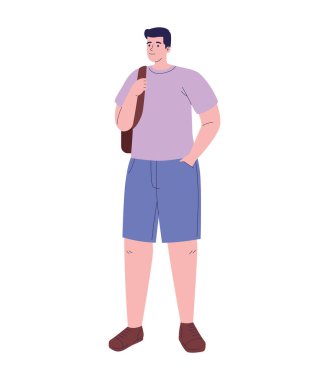 Bahar giysileri giyen adam izole edilmiş