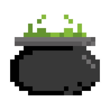 Video oyunu ögeleri pixelated cauldron izole