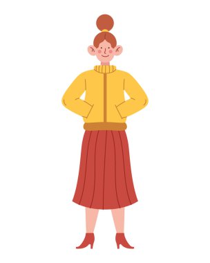 Kışlık kıyafetler giyen genç bir kadın.