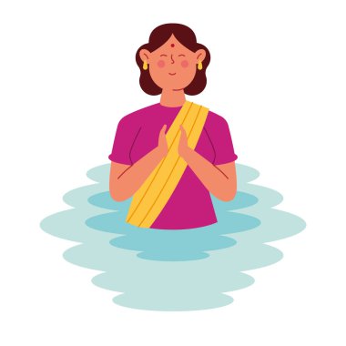 hindi woman chhath puja isolated clipart