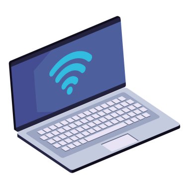 İnternet izole edilmiş simgeye sahip dizüstü bilgisayar