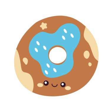 Tatlı donut şeker kawaii izole edilmiş.