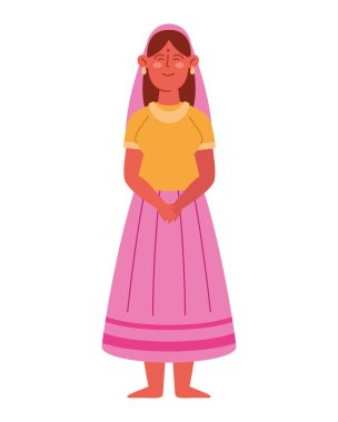 Hindu kadın karakteri karikatürü izole edildi