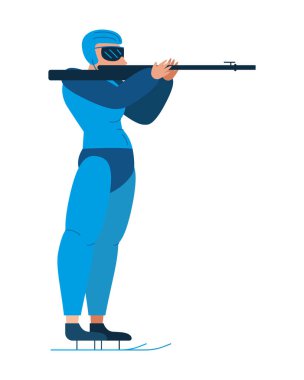 biatlet ayakta duruyor, izole tasarım.