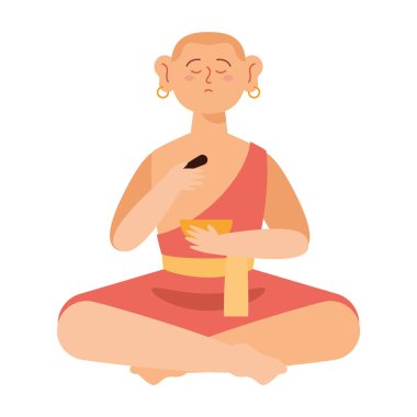 Lotus pozisyonundaki Budizm keşişi izole edilmiş tasarım