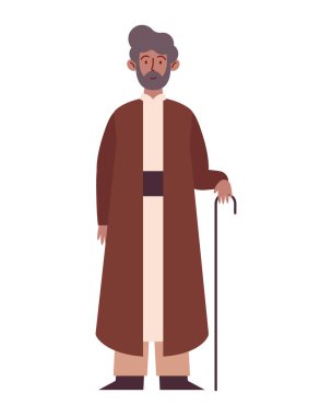 Bastonlu yaşlı müslüman adam.