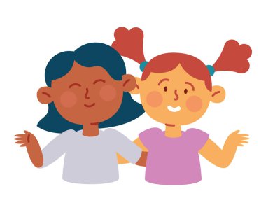 Güzel kız karakterleri yalnız başlarına sarılıyorlar.