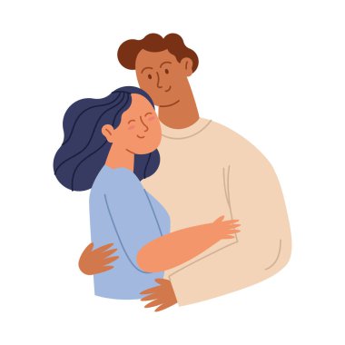 çift kucaklaşan karakterler izole tasarım